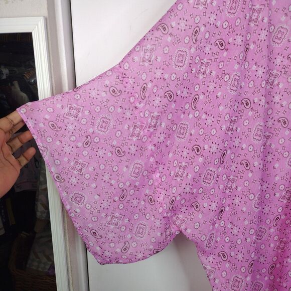 NEW Aerie Bandana Paisley Print Chiffon Cape Coverup Women Size OS One Size Pink - Picture 2 of 6